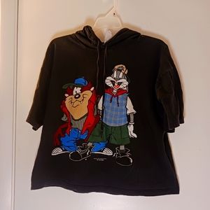Vintage Sun Sportswear 1993 Looney Tunes Hooded T-Shirt‎ Bugs Bunny Taz One Size